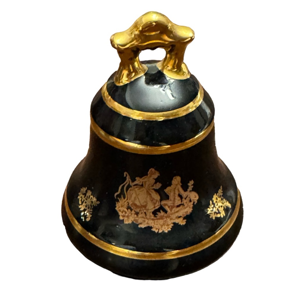 Vintage Limoges Cobalt Blue 22k Gold Fragonard Porcelain Bell